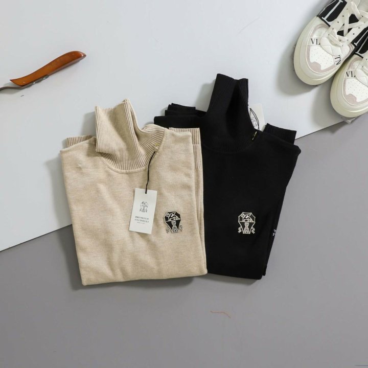 브루넬로 쿠치넬리 클래식 로고 터틀넥 스웨터 - 2 Color