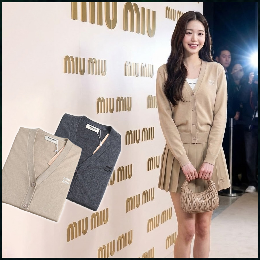 미우미우 여성 자수 울 가디건 - 2 Color