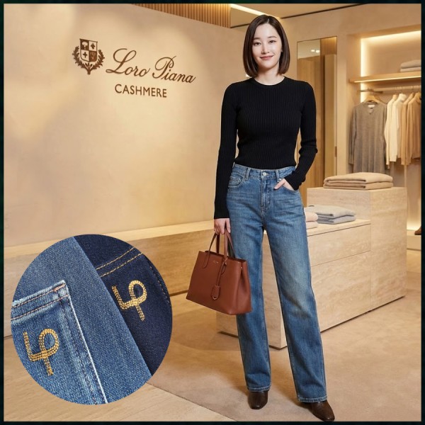 로로피아나 여성 LP자수 스판 데님진 - 2 Color-레플리카 사이트 쇼핑몰