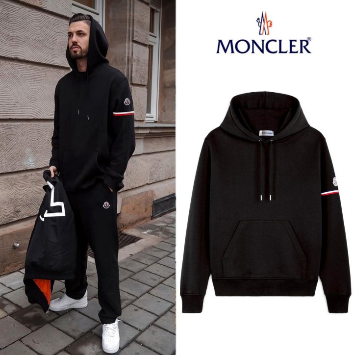 몽클레어 삼선 암밴딩 커플 후드 -기모-