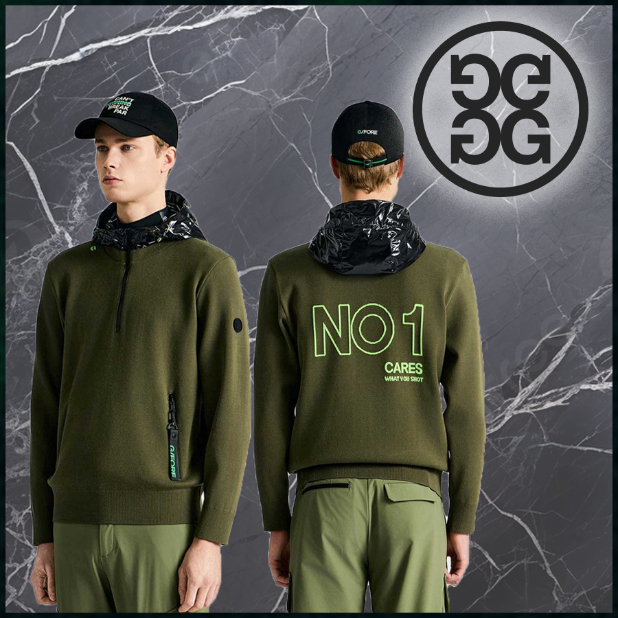 지포어 우븐 후디 반집업 스웨터