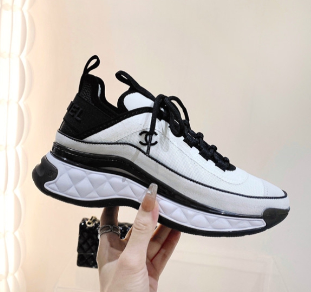 샤넬 믹스드 파이버 스니커즈 패브릭 스웨이드 카프스킨 & 화이트 (국내당일배송)