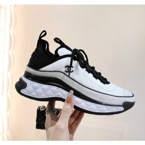 샤넬 믹스드 파이버 스니커즈 패브릭 스웨이드 카프스킨 & 화이트 (국내당일배송)