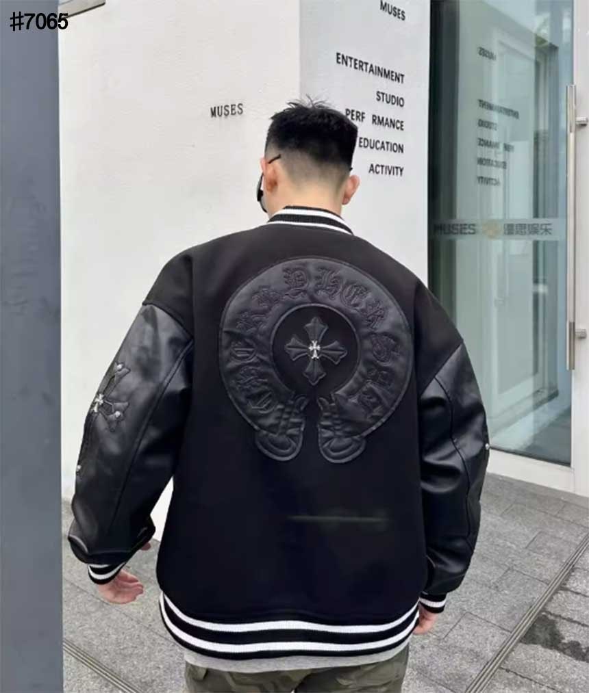 크롬하츠 크로스 레더 홀스슈 바시티 자켓