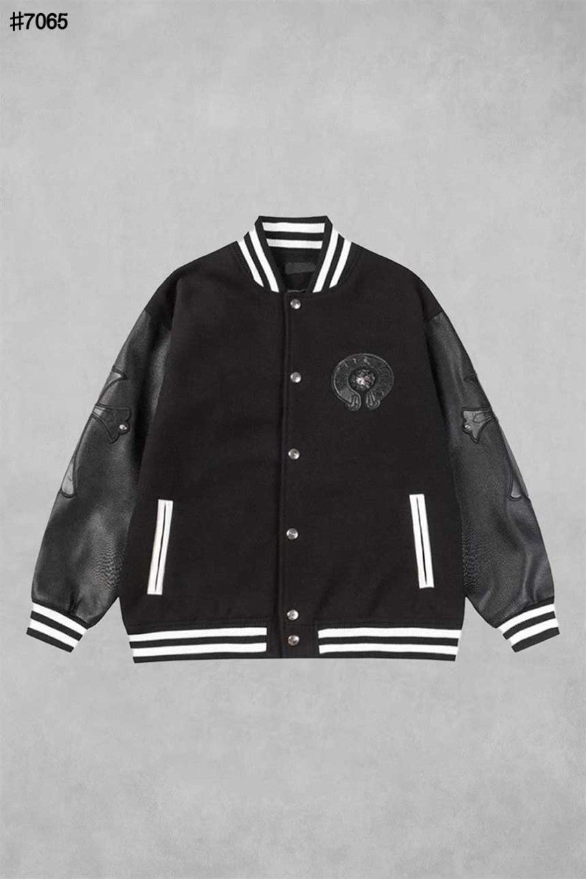 크롬하츠 크로스 레더 홀스슈 바시티 자켓