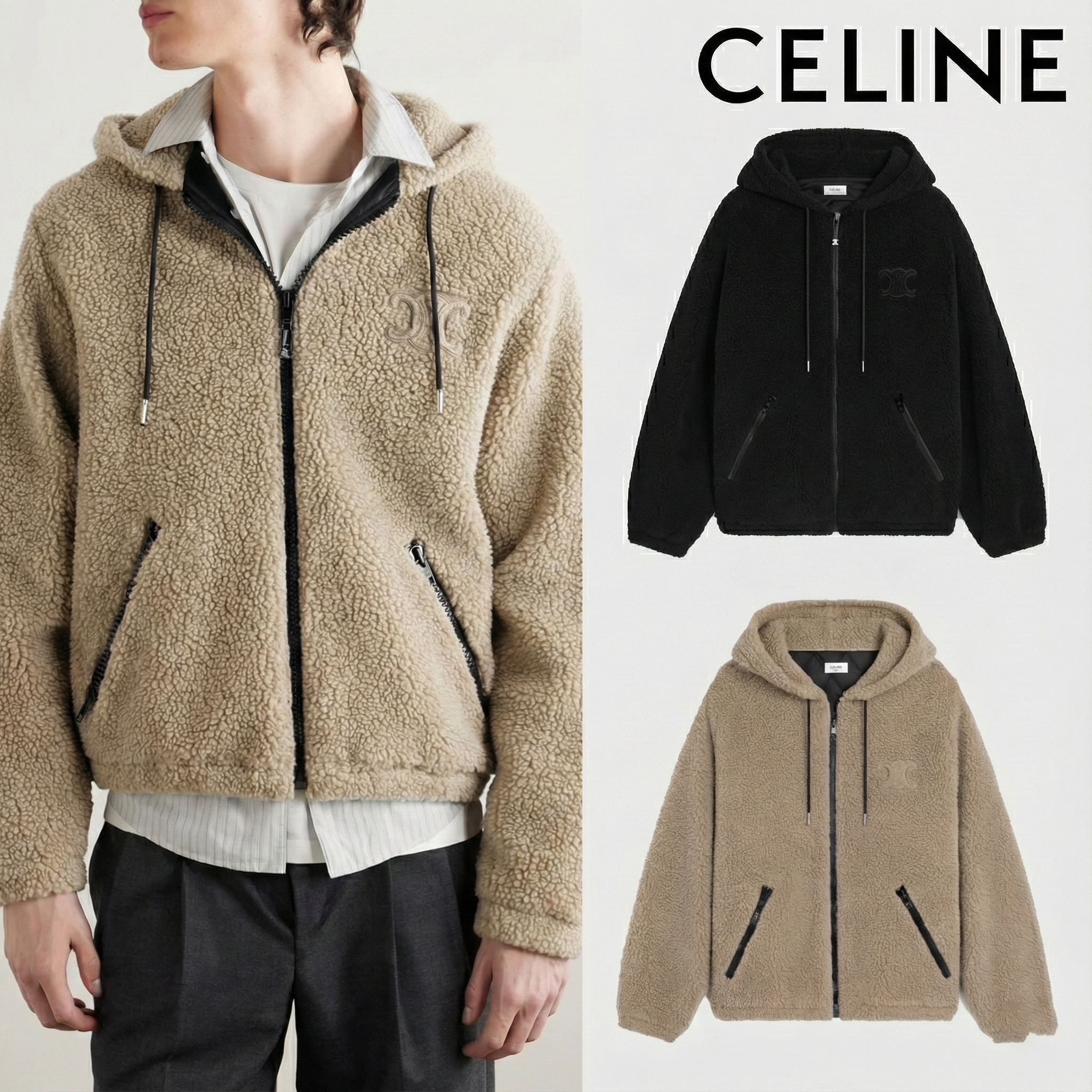 셀린느 울&코튼 플리스 후드 재킷 2color