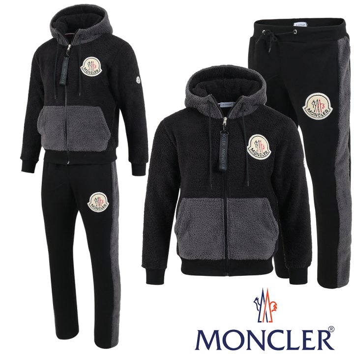 몽클레어 배색 양털 셋업 -블랙-