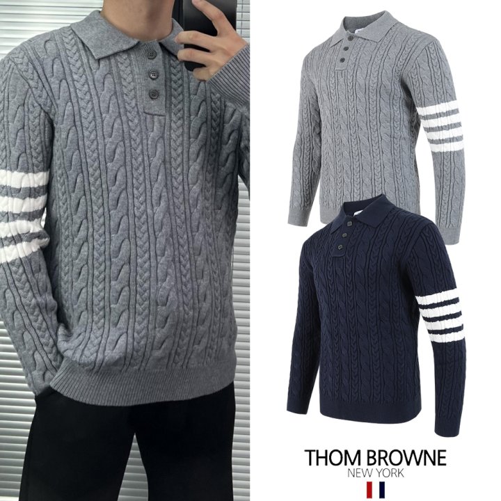 *한정수량 판매* 톰브라운 4바 버튼 꽈배기 램스울니트 (2color)