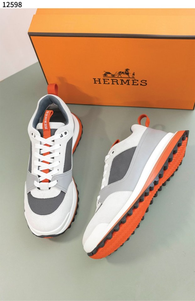 에르메스 리더 스니커즈 트윌 카프스킨 스웨이드 고트스킨 & 멀티꼴로르 그리 쿼츠