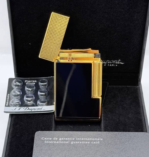 듀퐁 라인 2 마이크로 다이아몬드 헤드 매트 래커 라이터 블랙 옐로우 골드 (국내당일배송)