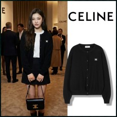 셀린느 여성 트리옹프 자수 로고 라운드넥 니트 가디건