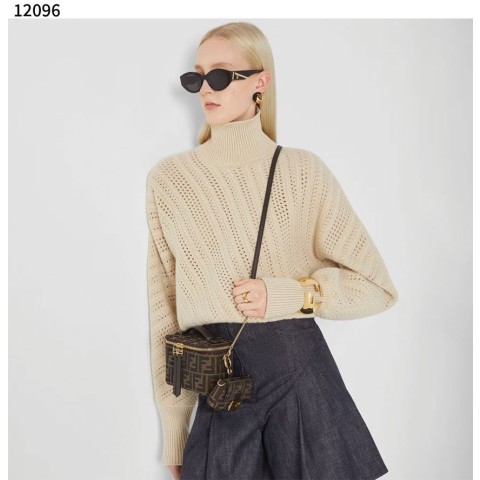 펜디 배니티 토바코 브라운 FF 자카드 패브릭 미니 백