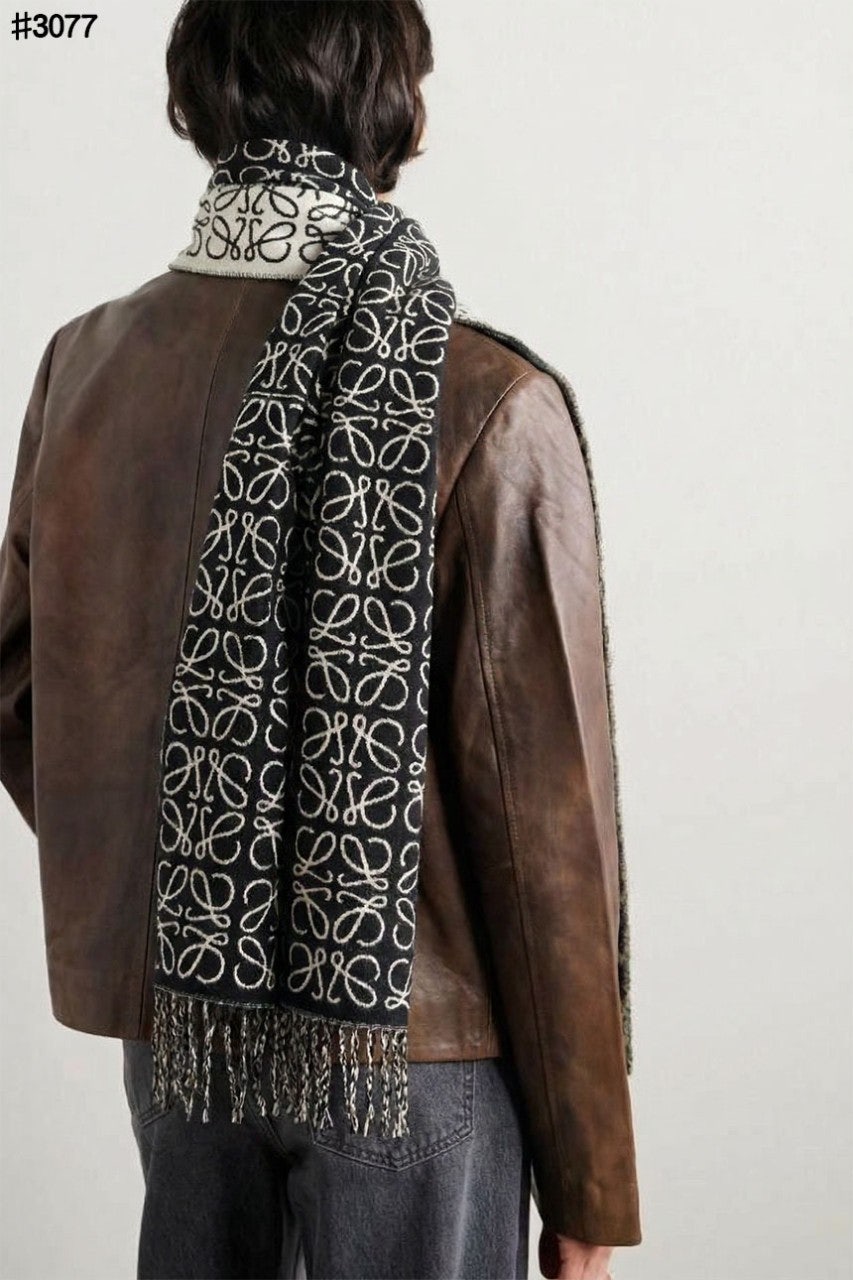 로에베 아나그램 클래식 울 자카드 태슬 숄 머플러 - 2 Color