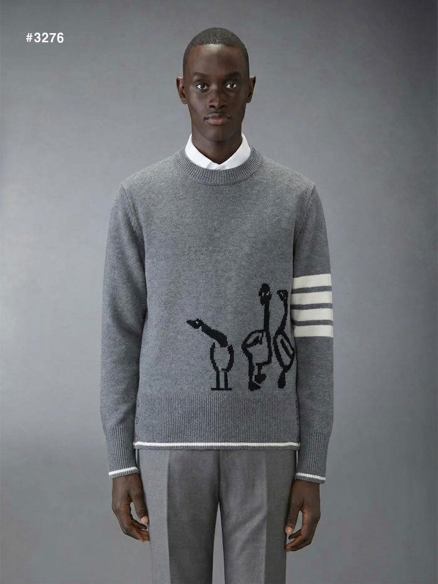 톰브라운 인타르시아 기스 4바 라운드 스웨터 니트