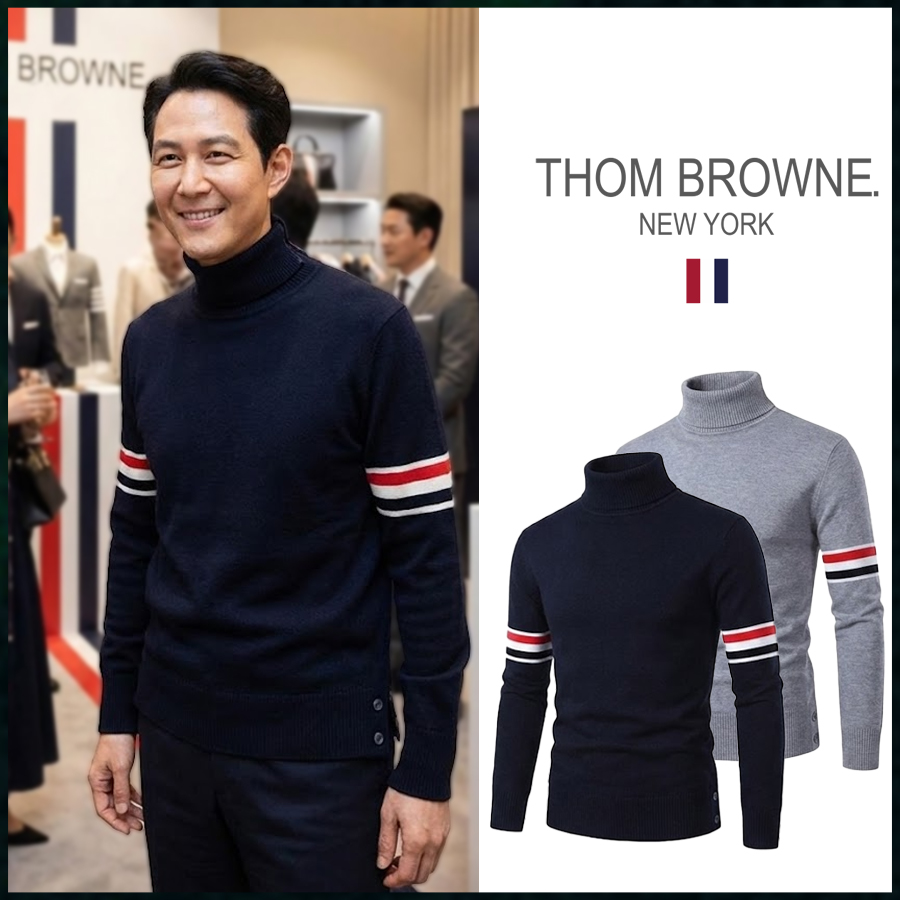 톰브라운 RWB 암 밴드 져지 스티치 터틀넥 스웨터 니트 - 2 Color