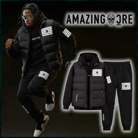 어메이징크리 알렉스 다운 베스트 & 알렉스 융기모 저지 후디 & 알렉스 융기모 조거 팬츠 3PCS 세트