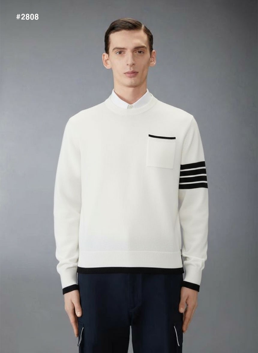 톰브라운 밀라노 사선완장 포켓 라운드 니트 - 2 Color