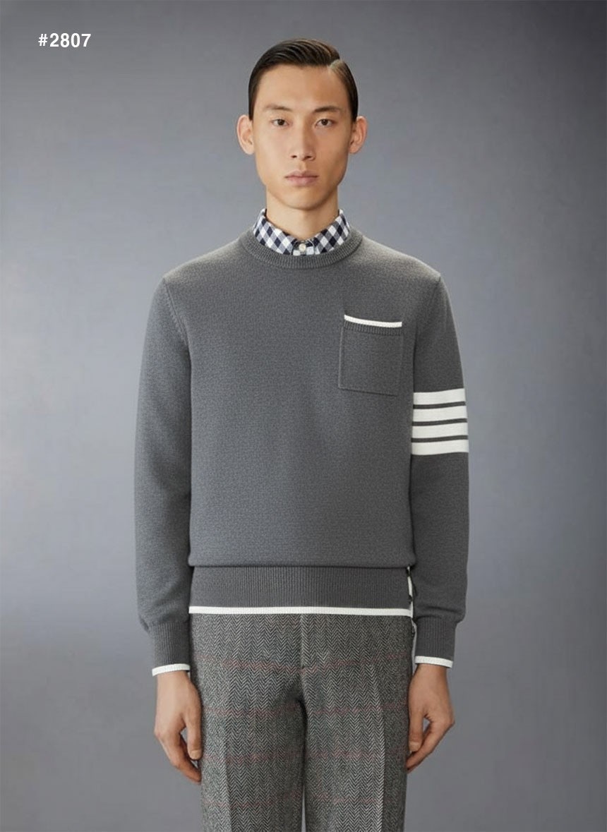 톰브라운 밀라노 사선완장 포켓 라운드 니트 - 2 Color