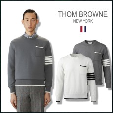 톰브라운 밀라노 사선완장 포켓 라운드 니트 - 2 Color