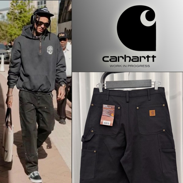 칼하트 WIP 캔버스 더블 니 팬츠 -블랙--레플리카 사이트 쇼핑몰