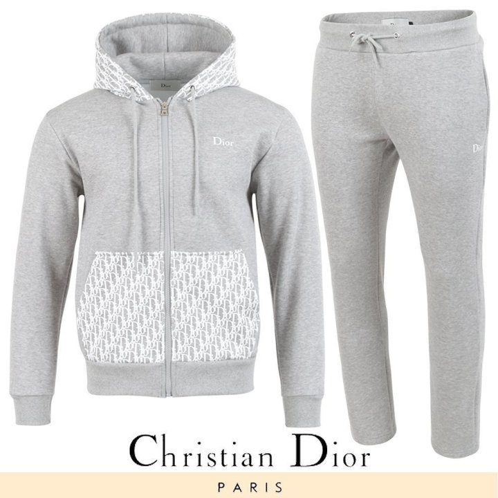 디올 오블리크 배색 후드 집업 셋업