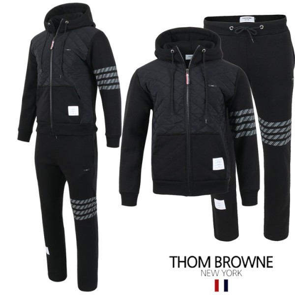 톰브라운 사선 로고 패치 누빔 패딩 셋업-레플리카 사이트 쇼핑몰