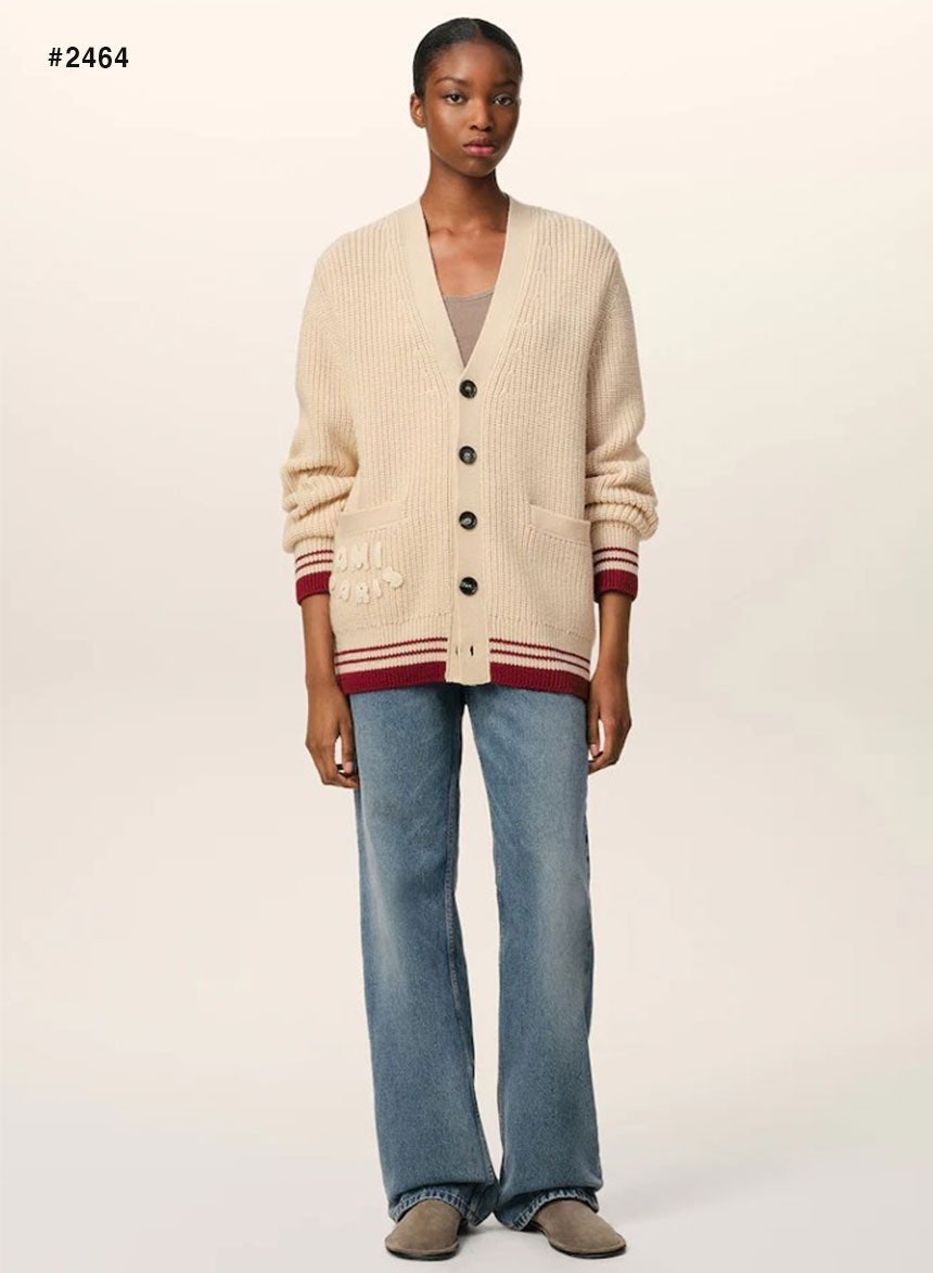 아미 빅하트 V넥 가디건 - 아이보리