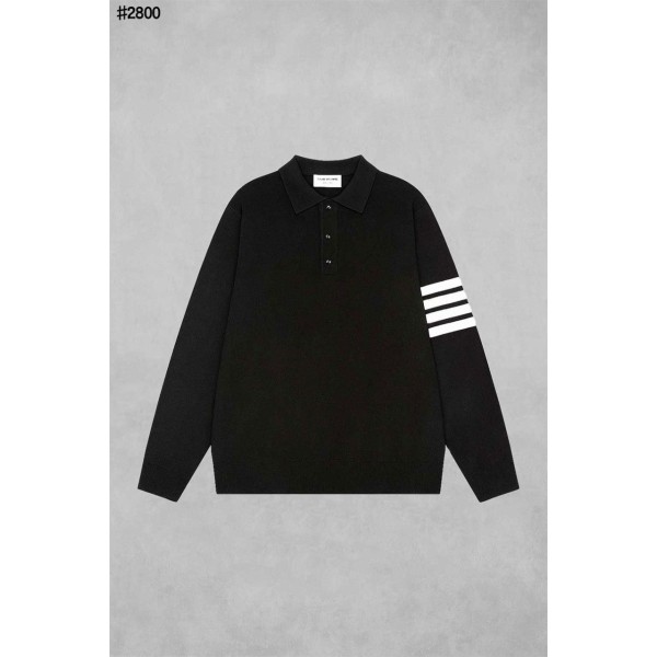 톰브라운 클래식 롱 슬리브 폴로 니트 스웨터 - 2 Color-레플리카 사이트 쇼핑몰