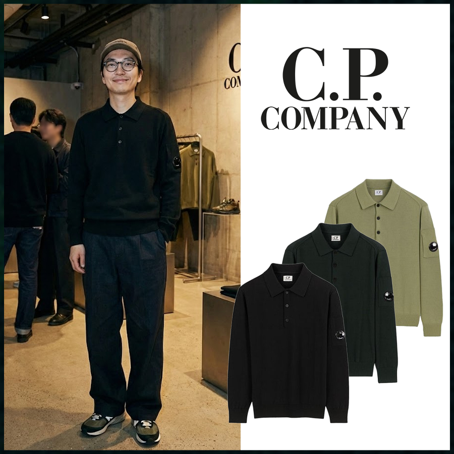 CP컴퍼니 렌즈 패치 메리노 울 폴로 스웨터 - 3 Color