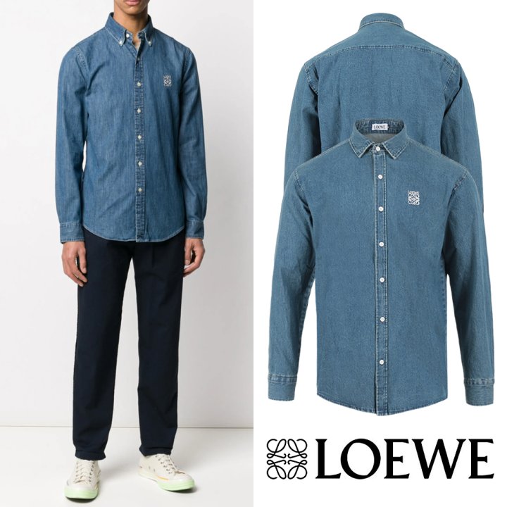 아나그램 자수 데님 셔츠