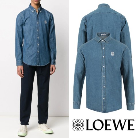 아나그램 자수 데님 셔츠