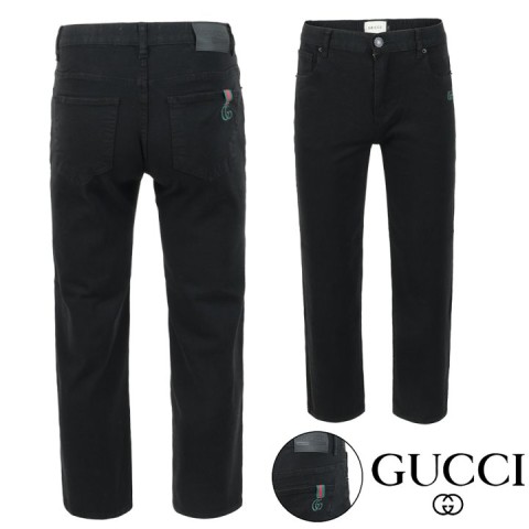 구찌 시그니처 자수 팁 블랙 스트레이트진