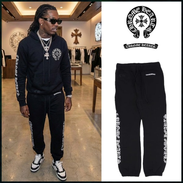 1:1제작 - 크롬하츠 스크롤 로고 스펠아웃 스웨트팬츠 블랙-레플리카 사이트 쇼핑몰