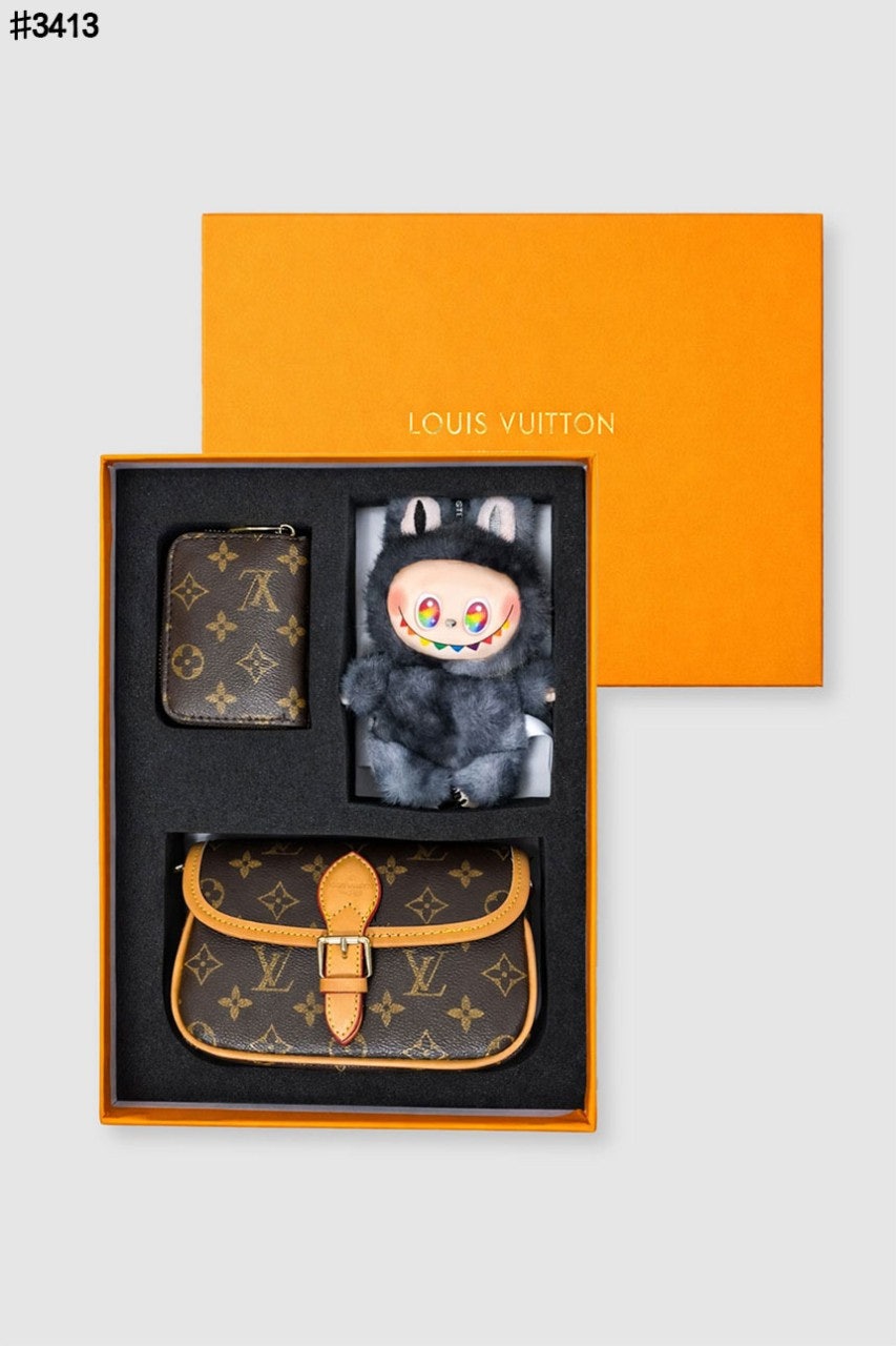 루이비통 나노 다이앤 숄더백 + 모노그램 어라운드 반지갑 + 라부부 시크릿 키링 3종세트