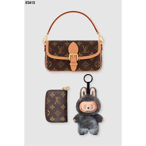 루이비통 나노 다이앤 숄더백 + 모노그램 어라운드 반지갑 + 라부부 시크릿 키링 3종세트