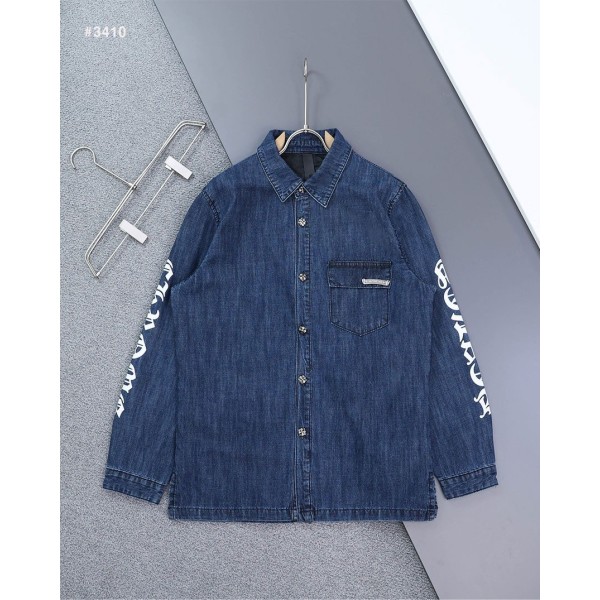 크롬하츠 이니셜 레터링 포인트 데님 셔츠-레플리카 사이트 쇼핑몰