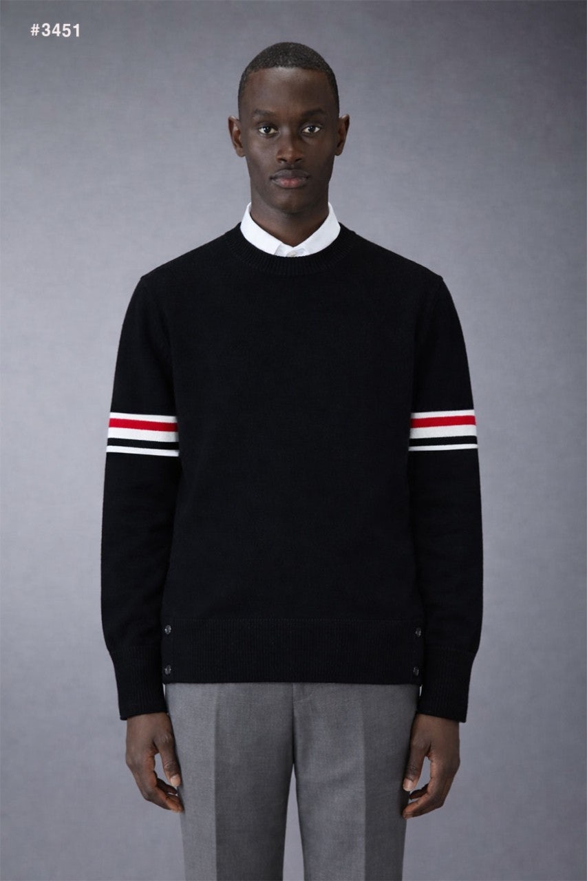 톰브라운 밀라노 스티치 암 밴드 라운드 니트