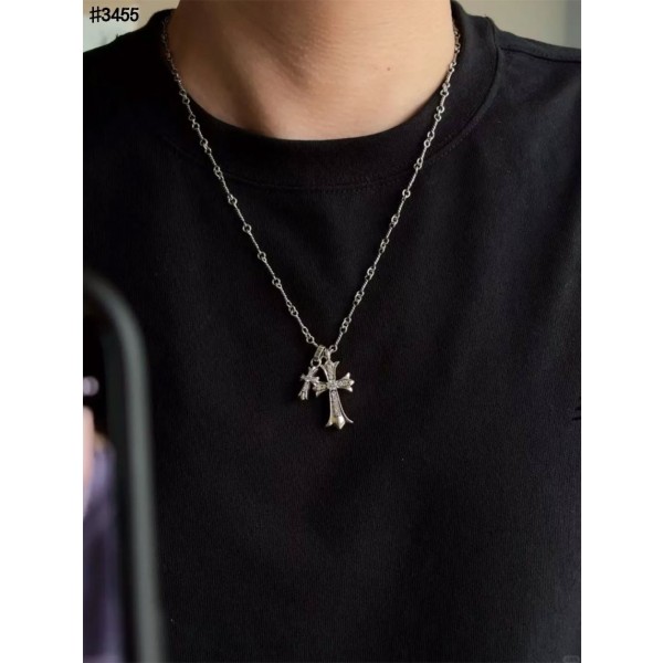 크롬하츠 더블 크로스 베이비 펫 파베 크로스 참 펜던트 네크리스-레플리카 사이트 쇼핑몰