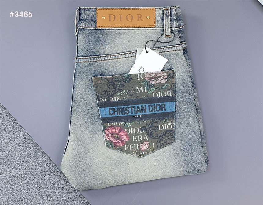 디올 플라워 이니셜 포켓 워싱 데님 팬츠