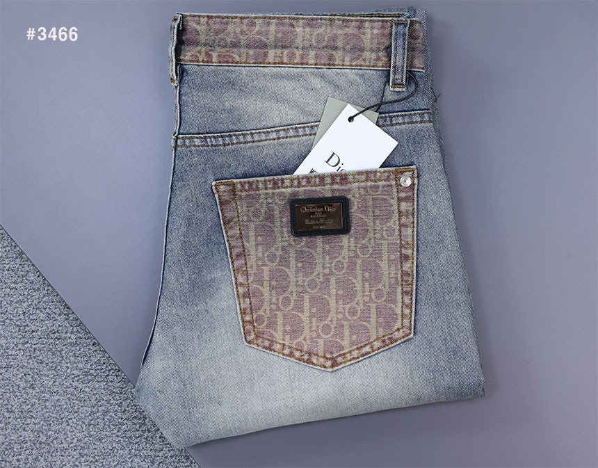 디올 오블리크 스틸로고 패치 워싱 데님 팬츠