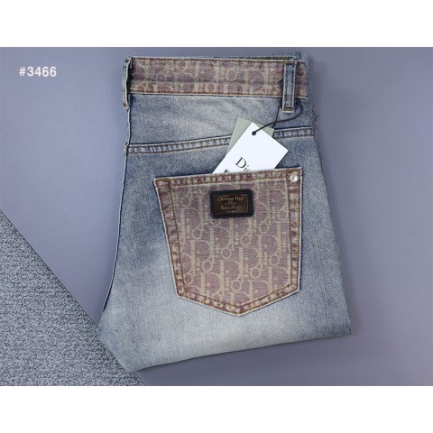 디올 오블리크 스틸로고 패치 워싱 데님 팬츠