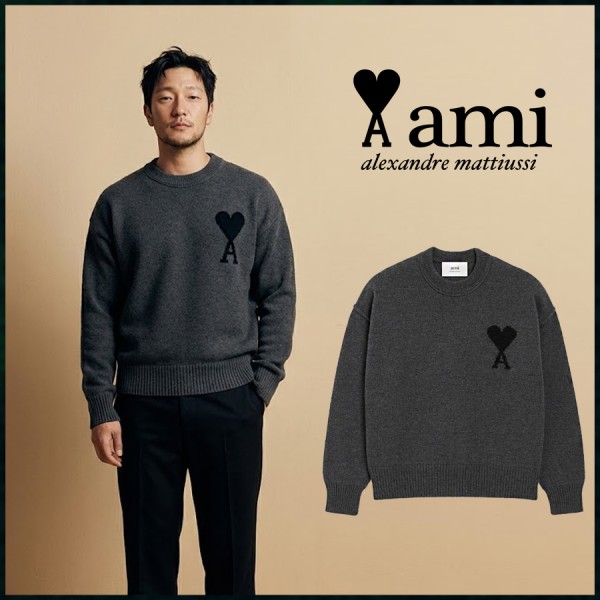 아미 드 꾀흐 블랙 하트 펠트 메리노 울 크루넥 스웨터-레플리카 사이트 쇼핑몰