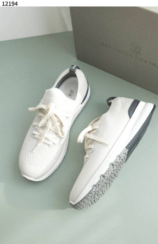 브루넬로 쿠치넬리 니트 로우탑 스니커즈
