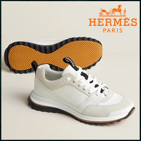 에르메스 리더 스니커즈 앱송 스웨이드 고트스킨 & 블랑