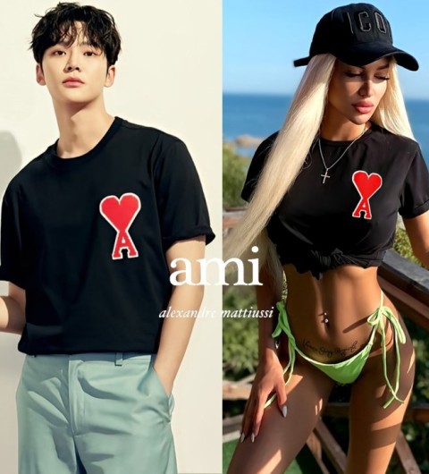 아미(ami) 빅패치 반팔 티셔츠 2color