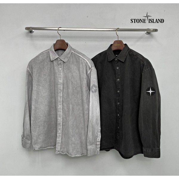 [STONE ISLAND] 스톤아일랜드 빅컴패스 피그먼트 워싱셔츠-레플리카 사이트 쇼핑몰